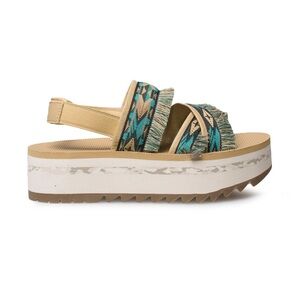 Teva Flatform Ceres Double Diamond Teal Blue Sandals Women's